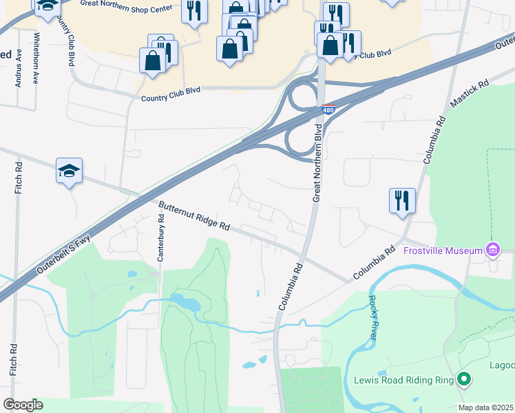 map of restaurants, bars, coffee shops, grocery stores, and more near 5720 Great Northern Boulevard in North Olmsted
