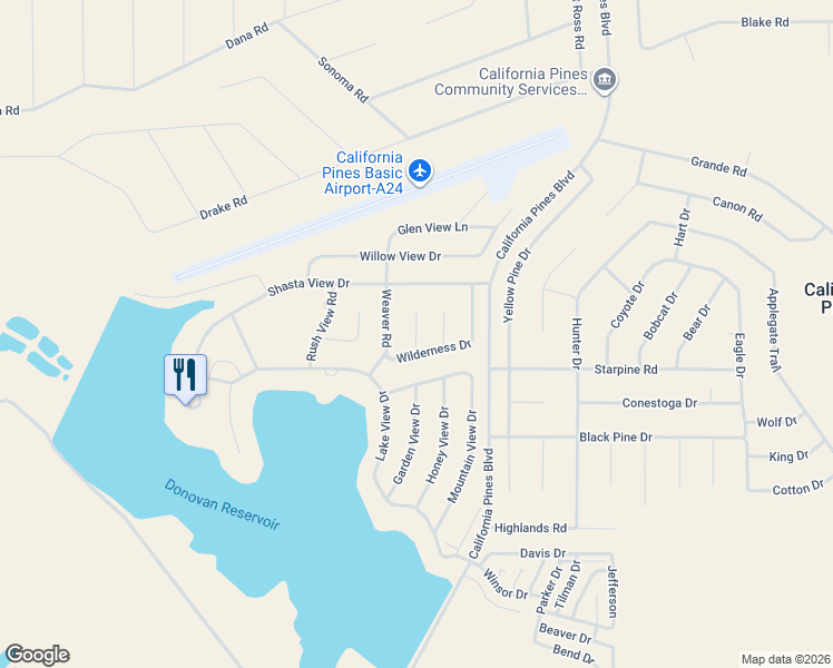 map of restaurants, bars, coffee shops, grocery stores, and more near Cedar View Cir in Alturas