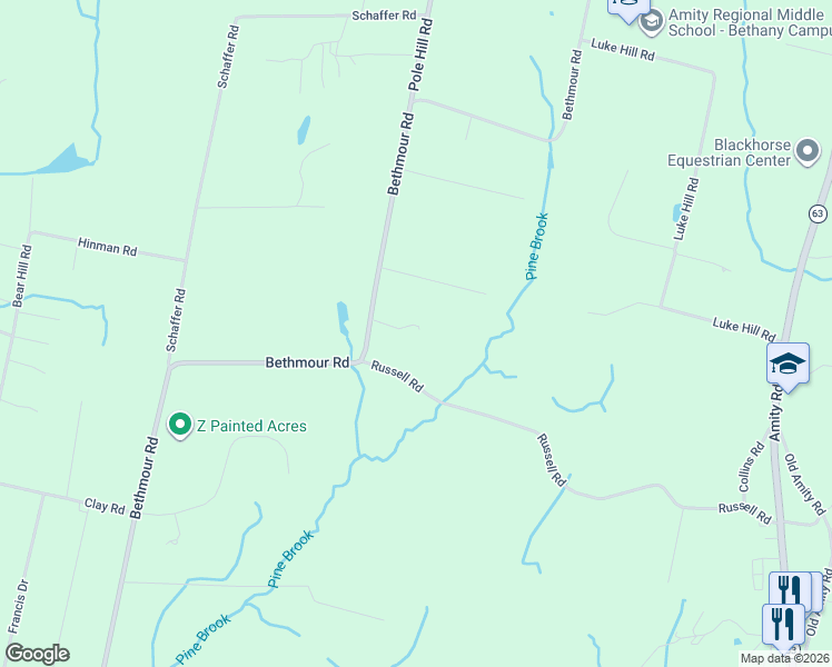 map of restaurants, bars, coffee shops, grocery stores, and more near 378 Bethmour Road in Bethany