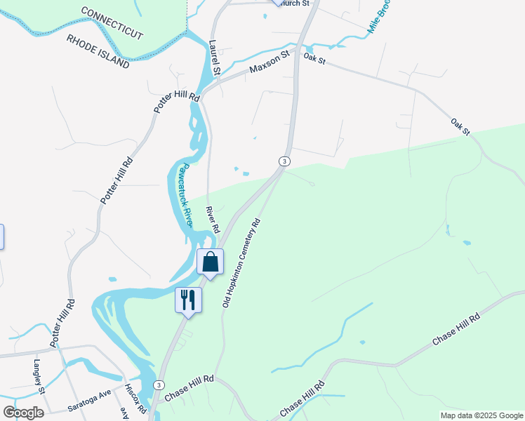 map of restaurants, bars, coffee shops, grocery stores, and more near 12 Old Hopkinton Cemetery Road in Hopkinton