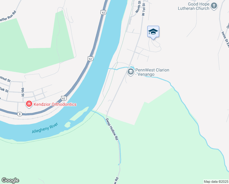 map of restaurants, bars, coffee shops, grocery stores, and more near 1950 /1958 West 1st Street in Oil City