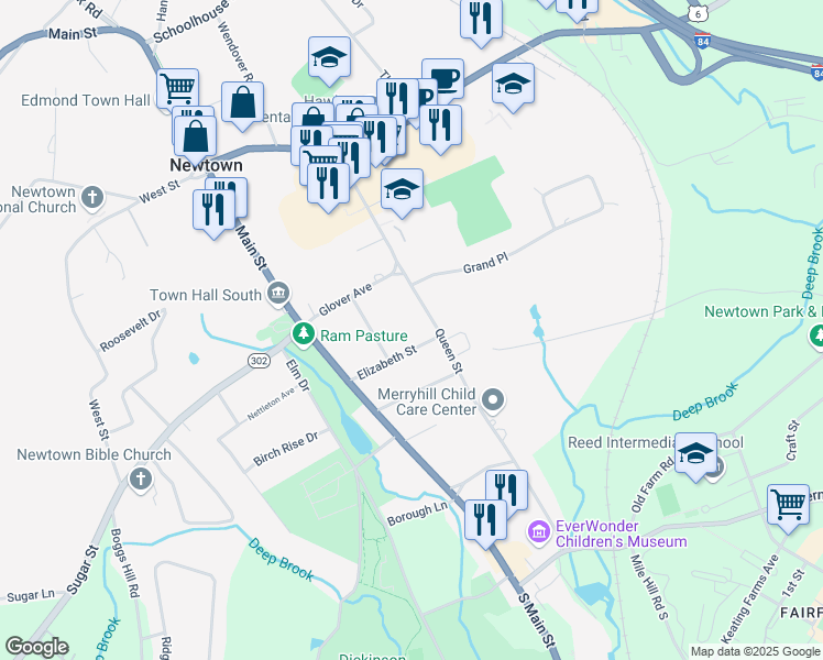 map of restaurants, bars, coffee shops, grocery stores, and more near 30 Queen Street in Newtown