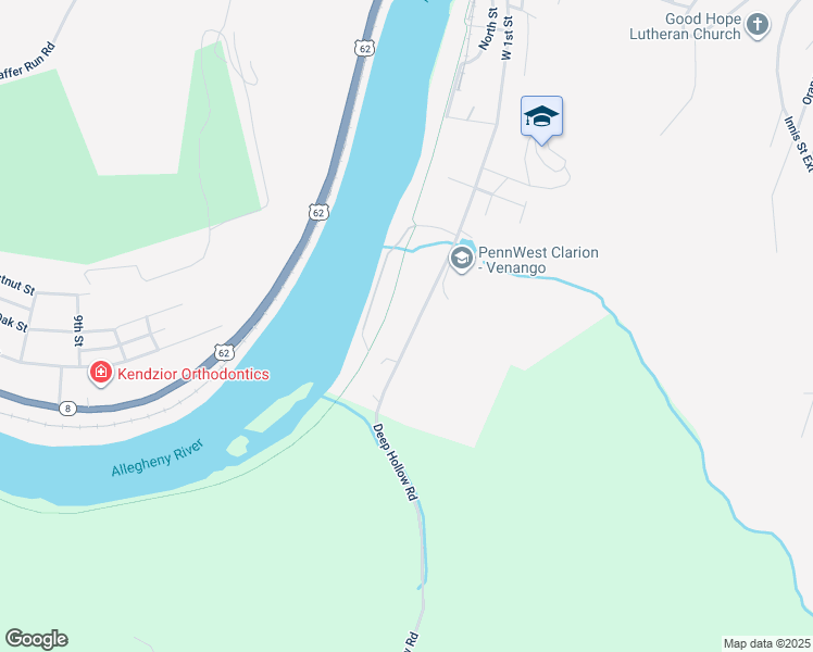 map of restaurants, bars, coffee shops, grocery stores, and more near 1950 /1958 West 1st Street in Oil City