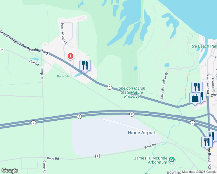 map of restaurants, bars, coffee shops, grocery stores, and more near 2920 U.S. 6 in Huron