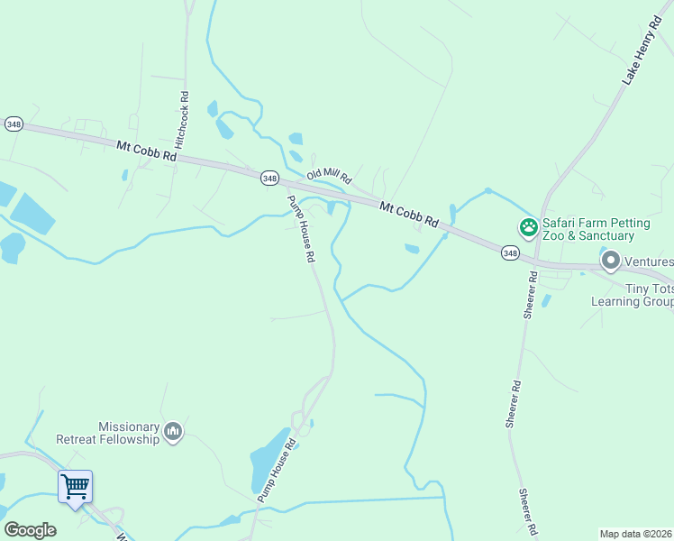 map of restaurants, bars, coffee shops, grocery stores, and more near 222 Pump House Road in Mount Cobb