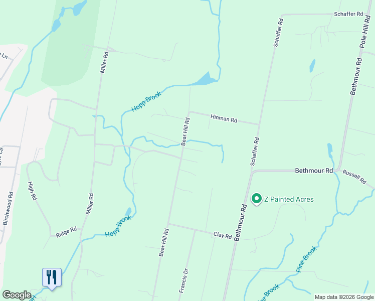 map of restaurants, bars, coffee shops, grocery stores, and more near 4 Prince Drive in Bethany