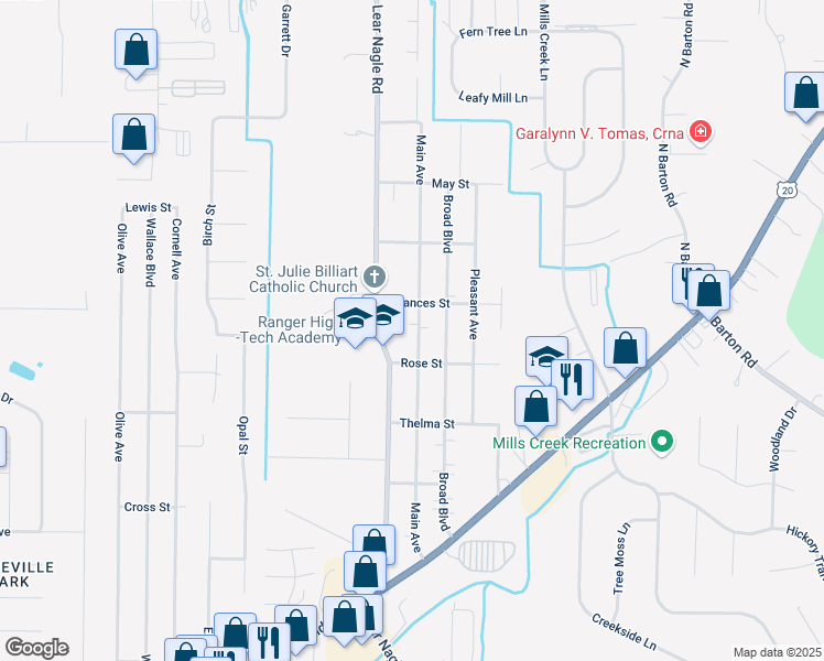 map of restaurants, bars, coffee shops, grocery stores, and more near 5576 Main Avenue in North Ridgeville
