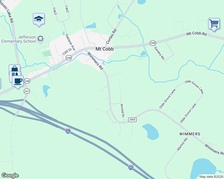 map of restaurants, bars, coffee shops, grocery stores, and more near 316 Wimmers Road in Mount Cobb