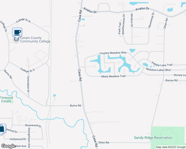 map of restaurants, bars, coffee shops, grocery stores, and more near 38602 Misty Meadow Trail in North Ridgeville