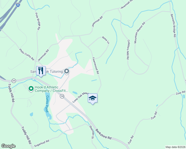 map of restaurants, bars, coffee shops, grocery stores, and more near 20 Fawnwood Road in Newtown