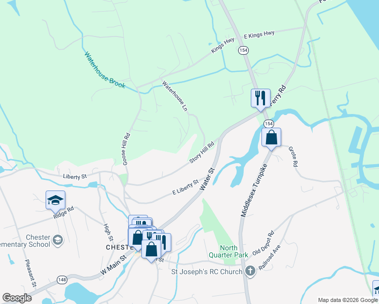 map of restaurants, bars, coffee shops, grocery stores, and more near 17 Waterhouse Lane in Chester