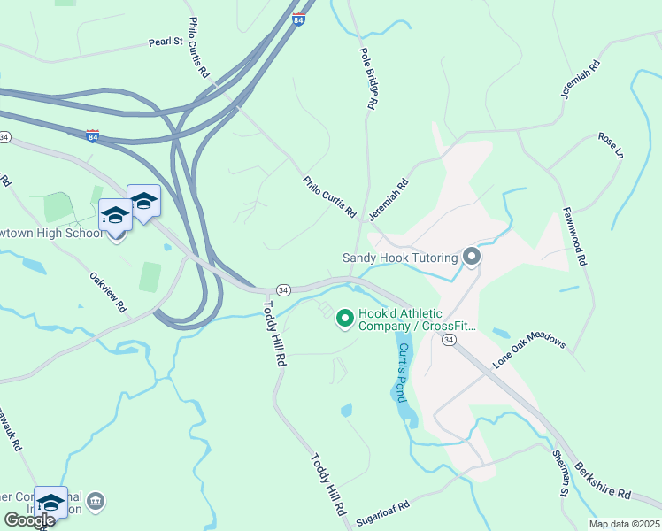 map of restaurants, bars, coffee shops, grocery stores, and more near 1 Pole Bridge Road in Newtown