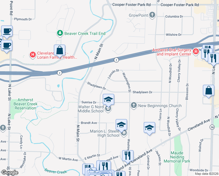 map of restaurants, bars, coffee shops, grocery stores, and more near 293 Shadylawn Drive in Amherst