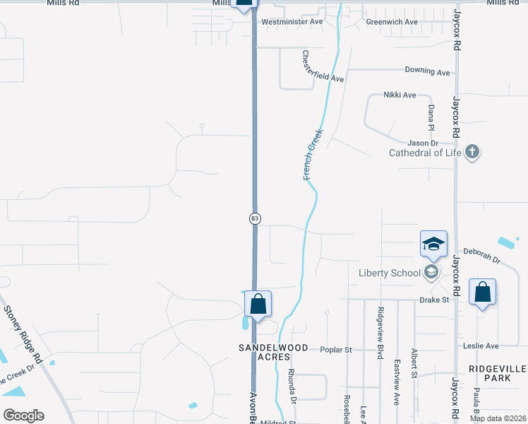 map of restaurants, bars, coffee shops, grocery stores, and more near 5499 Avon Belden Road in North Ridgeville