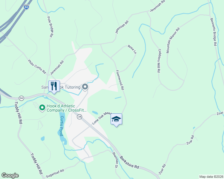 map of restaurants, bars, coffee shops, grocery stores, and more near 20 Fawnwood Road in Newtown