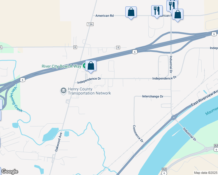 map of restaurants, bars, coffee shops, grocery stores, and more near 515 Independence Drive in Napoleon