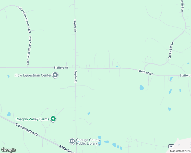 map of restaurants, bars, coffee shops, grocery stores, and more near 9435 Stafford Road in Chagrin Falls