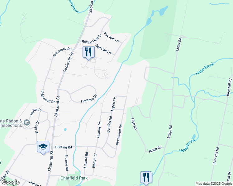 map of restaurants, bars, coffee shops, grocery stores, and more near 15 Argyle Circle in Seymour