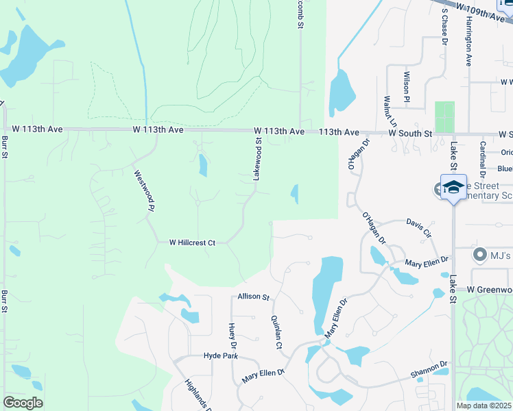 map of restaurants, bars, coffee shops, grocery stores, and more near 11516-11580 Lakewood Street in Crown Point