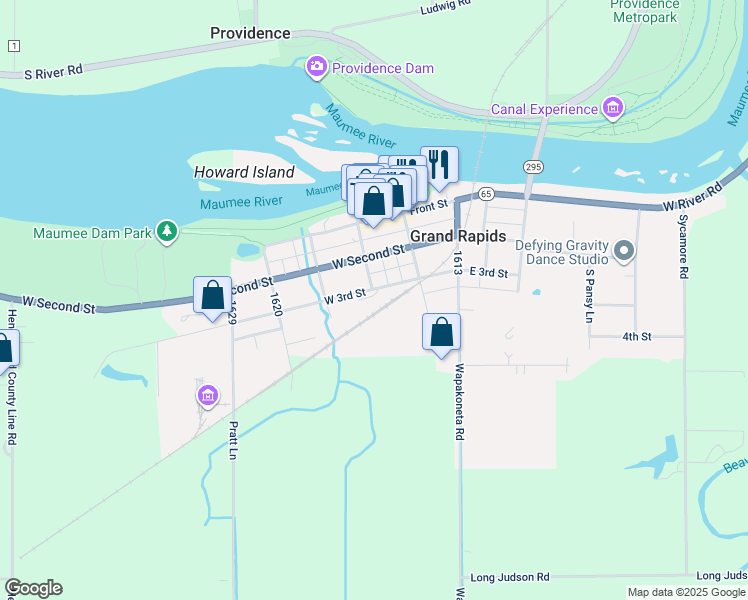 map of restaurants, bars, coffee shops, grocery stores, and more near 24201 3rd Street in Grand Rapids