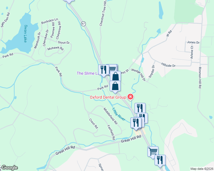 map of restaurants, bars, coffee shops, grocery stores, and more near 143 Oxford Road in Oxford