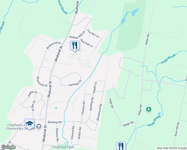 map of restaurants, bars, coffee shops, grocery stores, and more near 35 Charles Road in Seymour