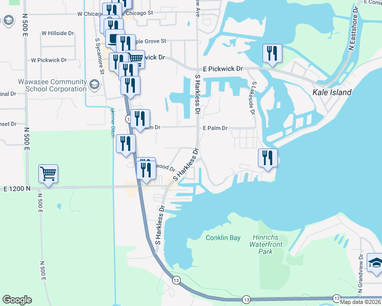 map of restaurants, bars, coffee shops, grocery stores, and more near 404 East Hunnicutt Drive in Syracuse