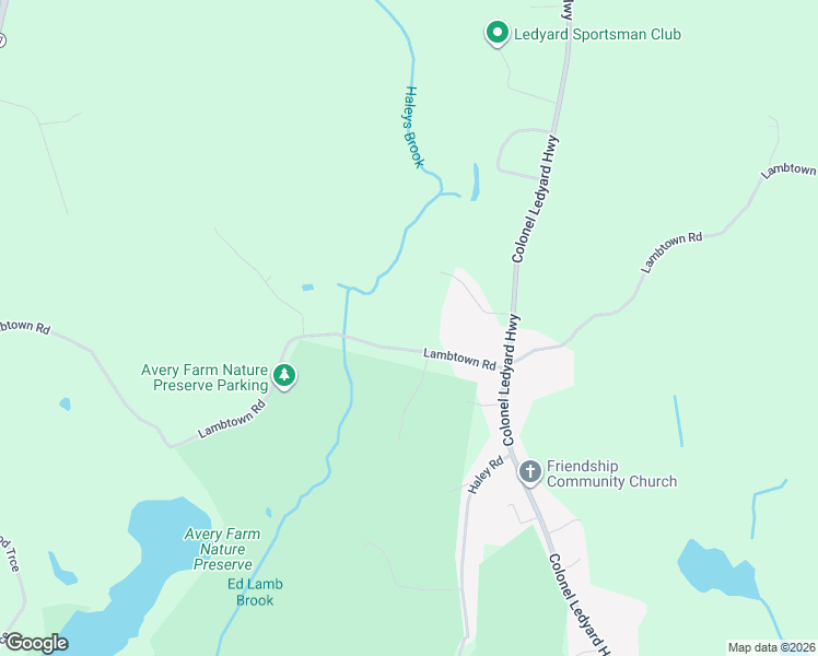 map of restaurants, bars, coffee shops, grocery stores, and more near 115 Lambtown Road in Ledyard