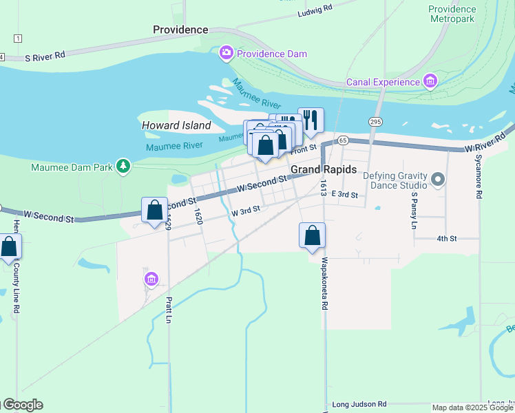 map of restaurants, bars, coffee shops, grocery stores, and more near 17605 Beaver Street in Grand Rapids