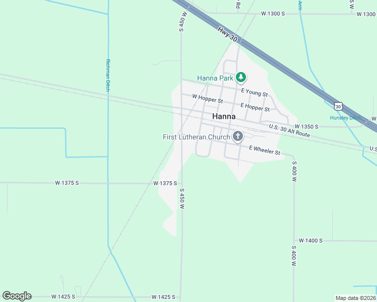 map of restaurants, bars, coffee shops, grocery stores, and more near 202 West Wheeler Street in Hanna
