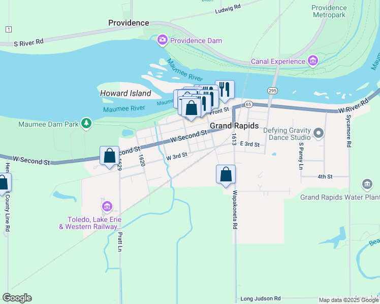 map of restaurants, bars, coffee shops, grocery stores, and more near 17605 Beaver Street in Grand Rapids