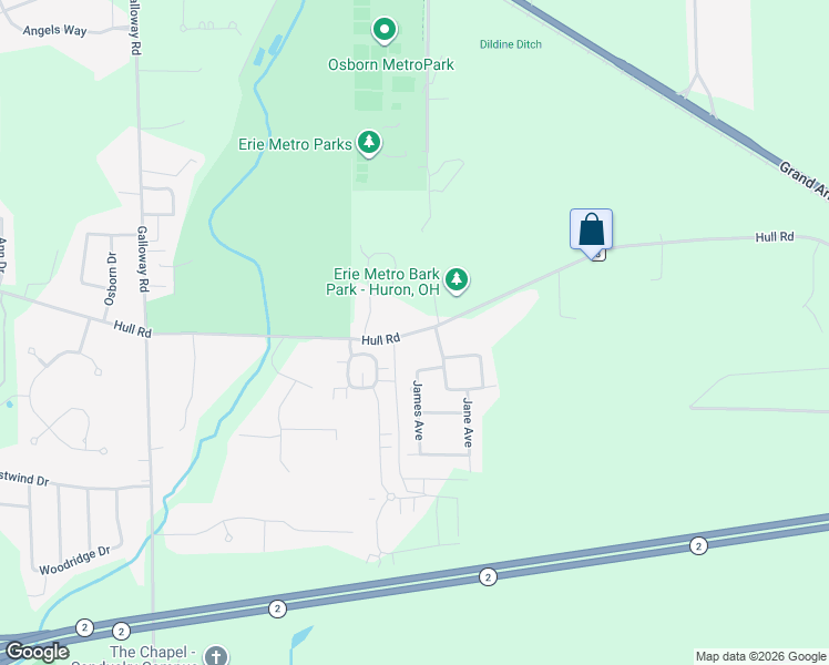 map of restaurants, bars, coffee shops, grocery stores, and more near 3109 Hull Road in Huron