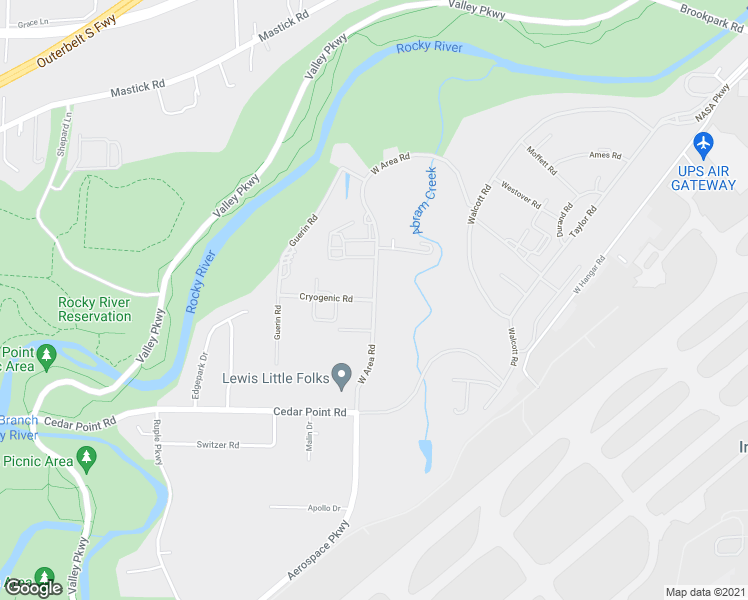map of restaurants, bars, coffee shops, grocery stores, and more near West Area Road in Brook Park