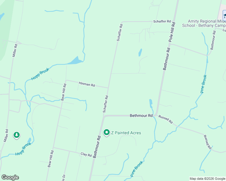 map of restaurants, bars, coffee shops, grocery stores, and more near 46 Schaffer Road in Bethany