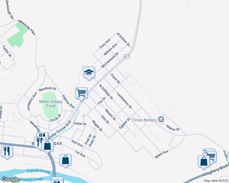 map of restaurants, bars, coffee shops, grocery stores, and more near 104 Lamberton St in Franklin