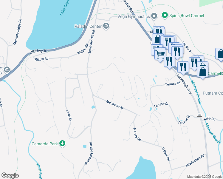 map of restaurants, bars, coffee shops, grocery stores, and more near 23 Tango Lane in Carmel Hamlet
