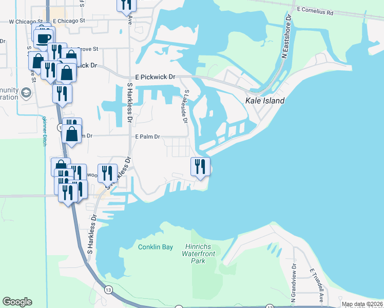 map of restaurants, bars, coffee shops, grocery stores, and more near 1023 S Lake Dr in Syracuse