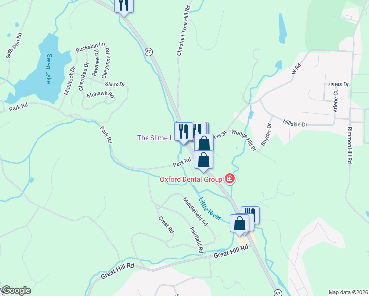 map of restaurants, bars, coffee shops, grocery stores, and more near 143 Oxford Road in Oxford