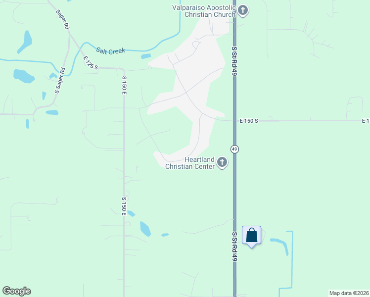 map of restaurants, bars, coffee shops, grocery stores, and more near 101-199 Palamino Lane in Valparaiso