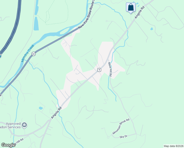 map of restaurants, bars, coffee shops, grocery stores, and more near 409 Angola Road in Cornwall