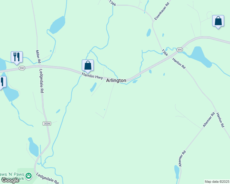 map of restaurants, bars, coffee shops, grocery stores, and more near 19 T-368 in Lake Ariel