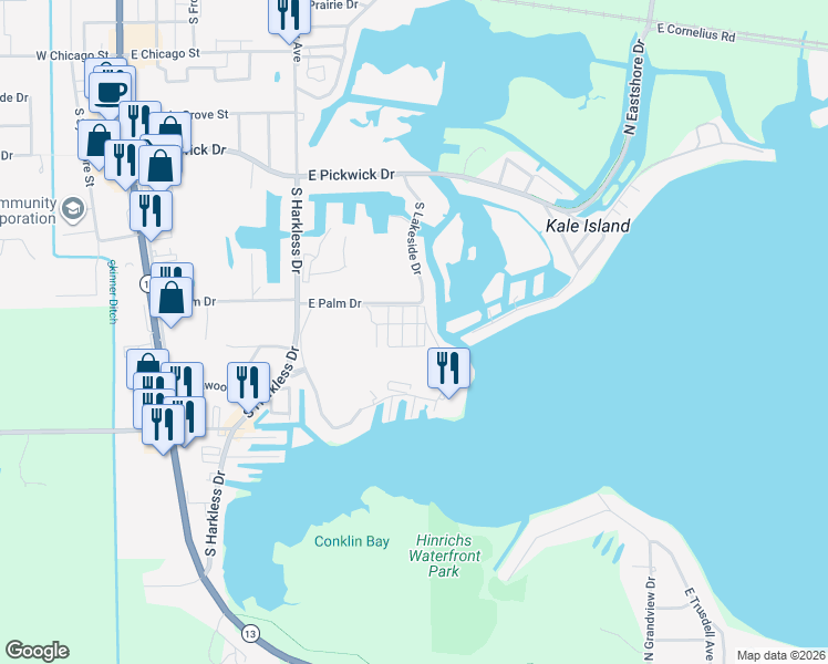 map of restaurants, bars, coffee shops, grocery stores, and more near 1023 South Lake Drive in Syracuse