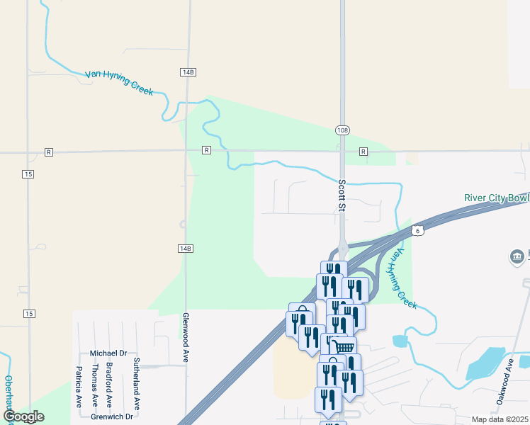 map of restaurants, bars, coffee shops, grocery stores, and more near 701 Briarheath Avenue in Napoleon