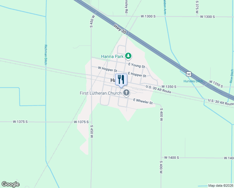 map of restaurants, bars, coffee shops, grocery stores, and more near 101-119 South Thompson Street in LaPorte