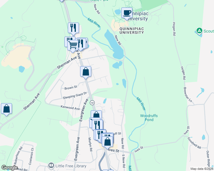 map of restaurants, bars, coffee shops, grocery stores, and more near 59 Renshaw Road in Hamden