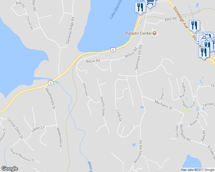 map of restaurants, bars, coffee shops, grocery stores, and more near 12 Meadowview Lane in Carmel