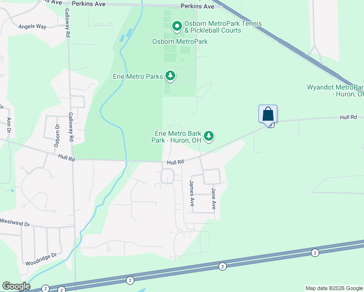 map of restaurants, bars, coffee shops, grocery stores, and more near 3105 Hull Road in Huron