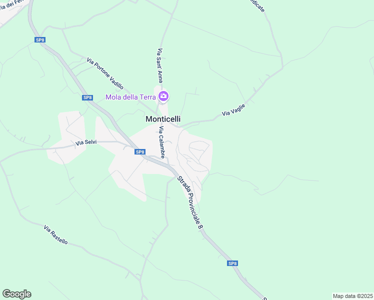 map of restaurants, bars, coffee shops, grocery stores, and more near 12 Via del Lavoro in Monticelli