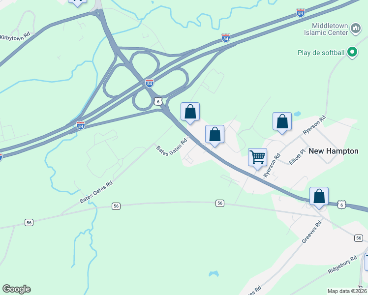 map of restaurants, bars, coffee shops, grocery stores, and more near 15 Mohin Park in New Hampton