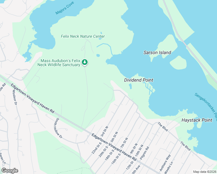 map of restaurants, bars, coffee shops, grocery stores, and more near Moffett Way in Edgartown